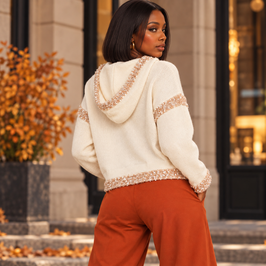 Pull à capuche crème « Pull Éclat – Crème »