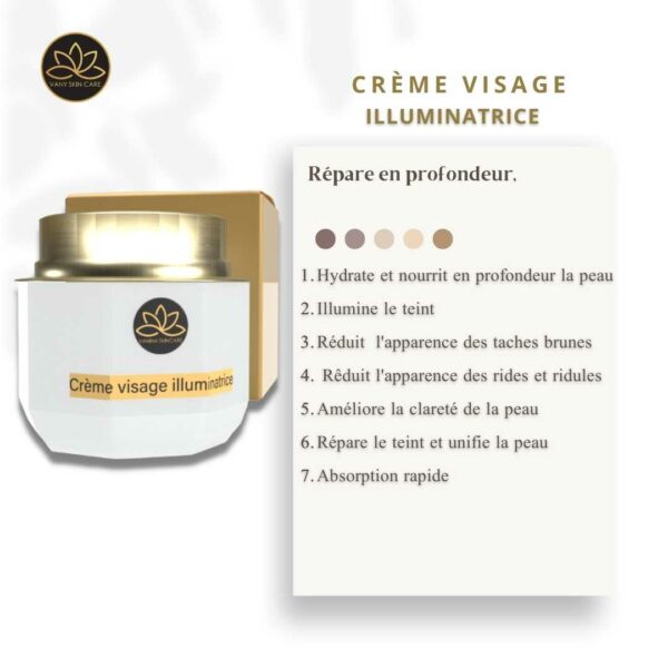 Crème visage illuminatrice - Peau réparée et lumineuse
