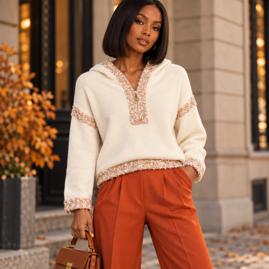 Pull à capuche crème « Pull Éclat – Crème »
