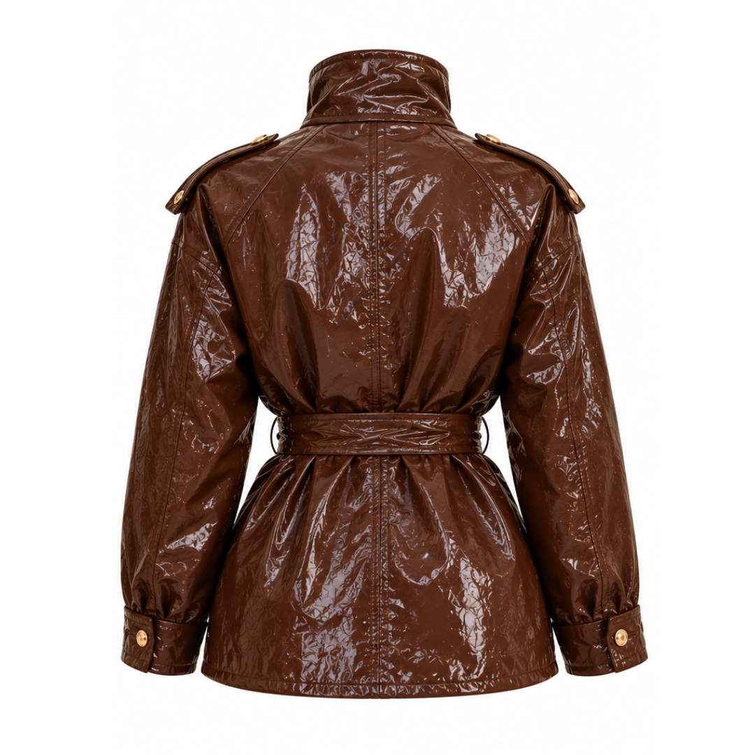 Trench Court en PU Effet Verni – Vanina Paris
