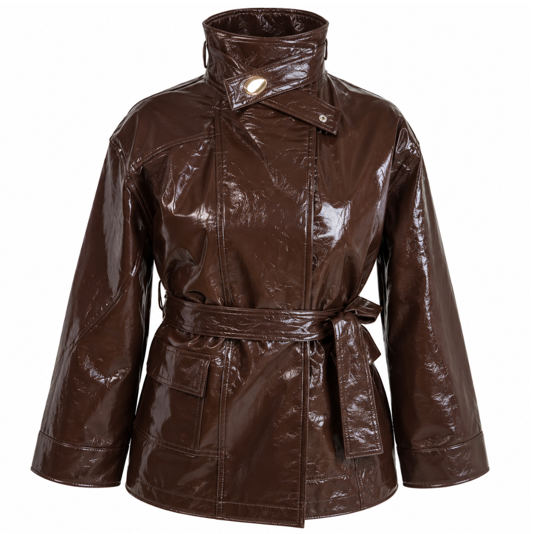 Trench Court en PU Effet Verni – Vanina Paris