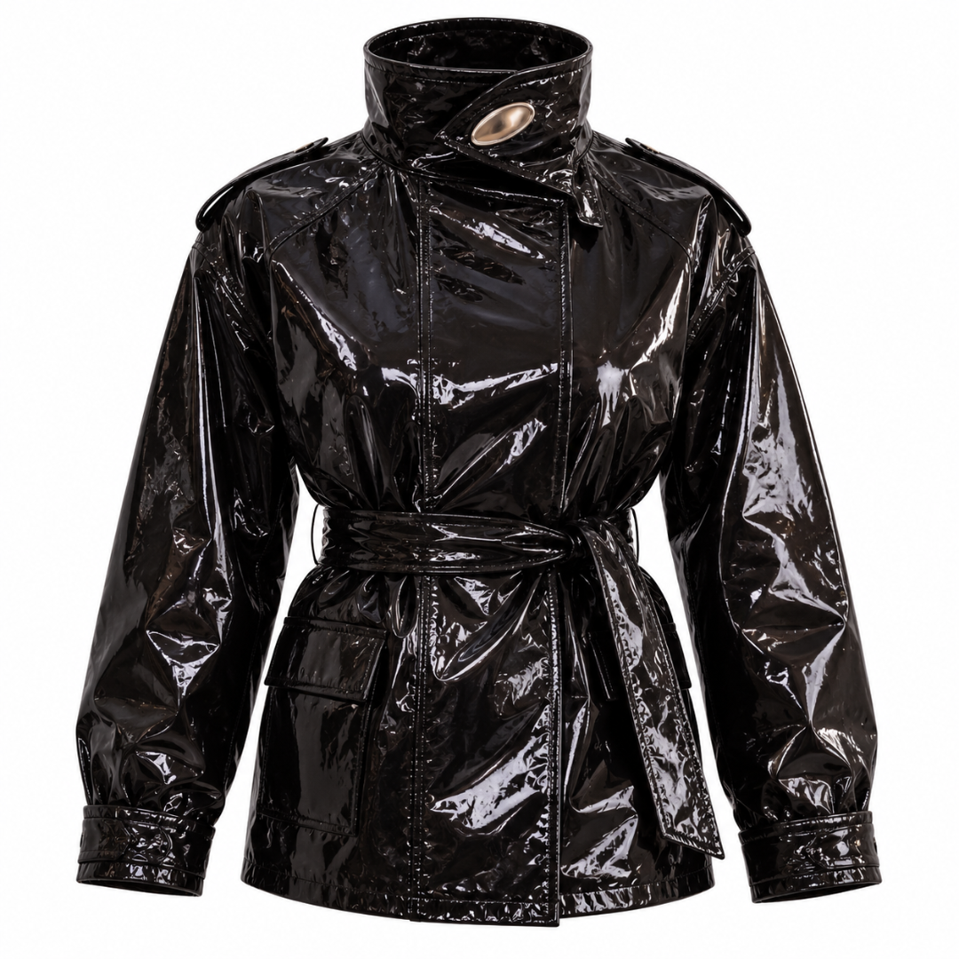 Trench Court en PU Effet Verni – Vanina Paris
