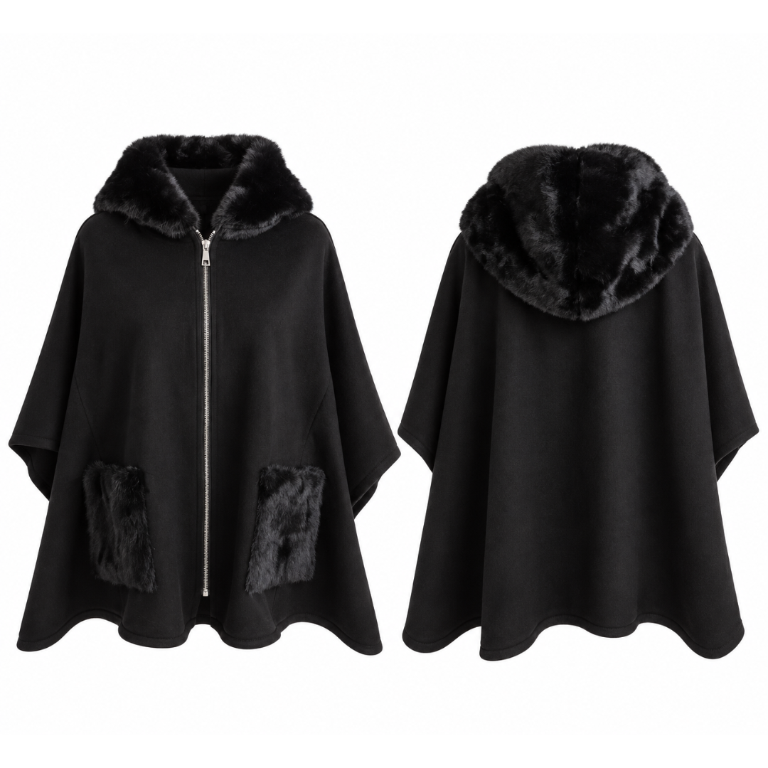 Cape Femme à Capuche Fourrée | Vanina Paris
