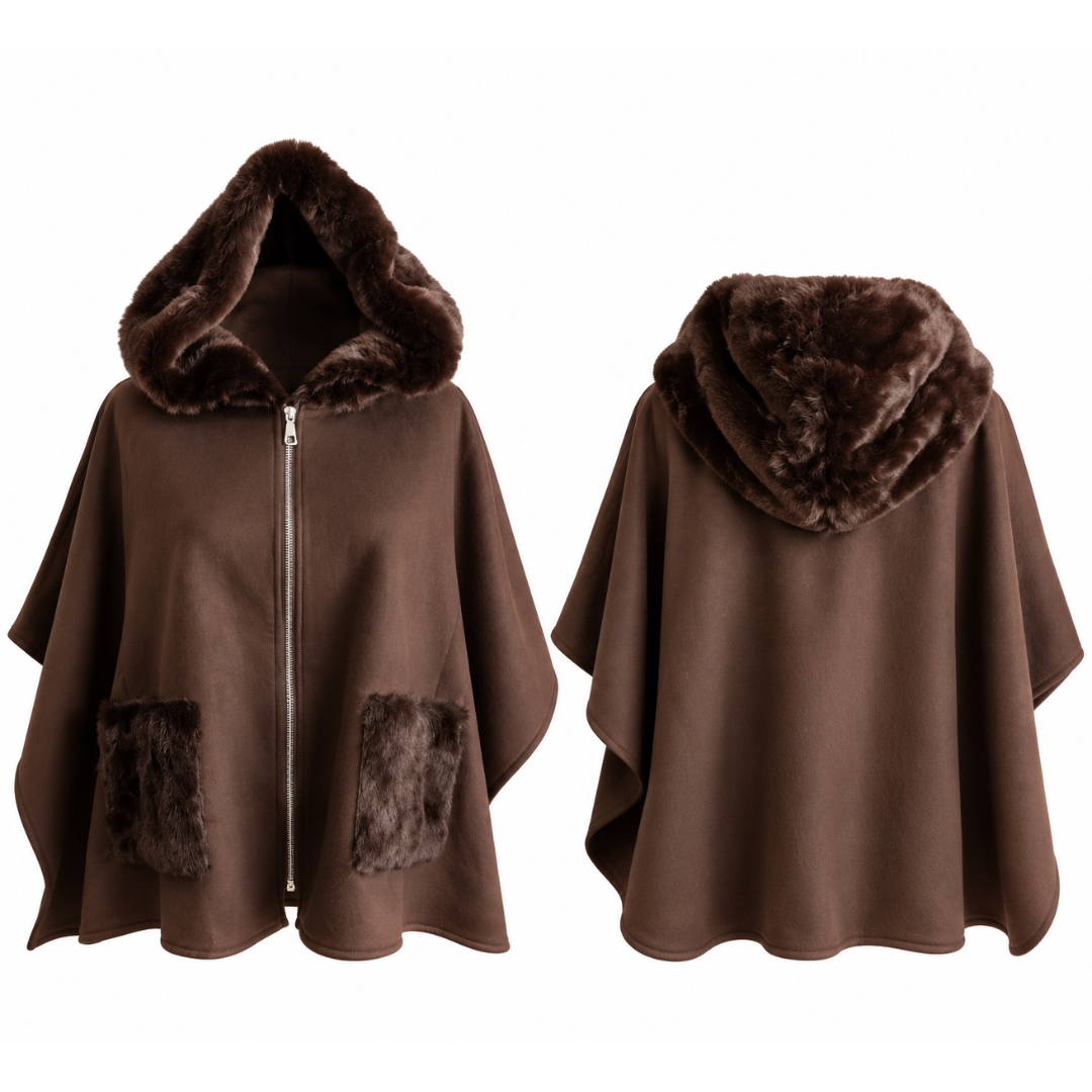 Cape Femme à Capuche Fourrée | Vanina Paris