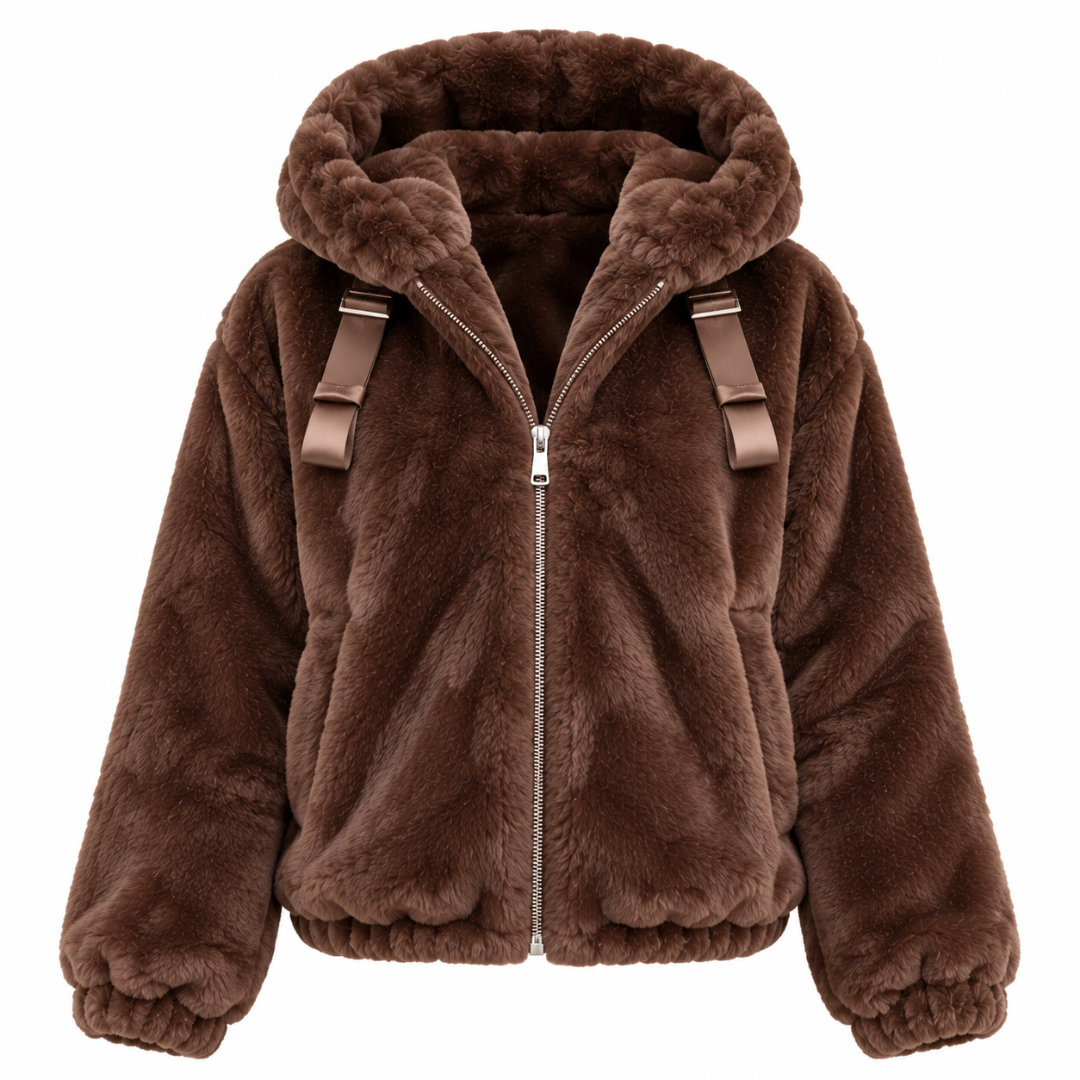 Veste Courte Femme en Fausse Fourrure à Capuche – Vanina Paris